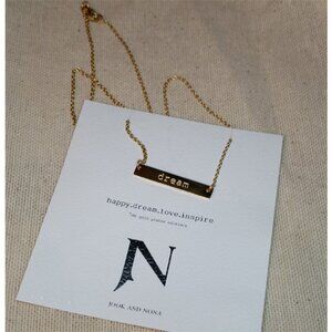 Jook & Nona "Dream" Tag Necklace 18 gold plated